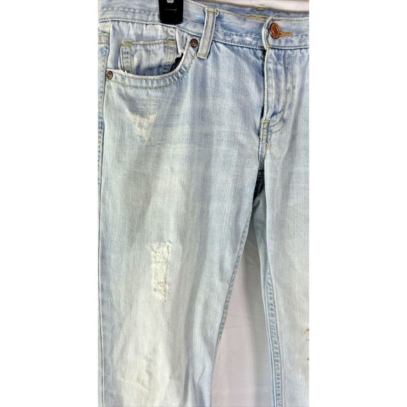 Old Navy 8 Bootcut Blue Jeans Denim Gold Details Ripped‎ y2k Festival Grunge VTG - Picture 8 of 16